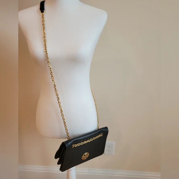 Black Leather Chain Shoulder Bag - Picture 5 of 9